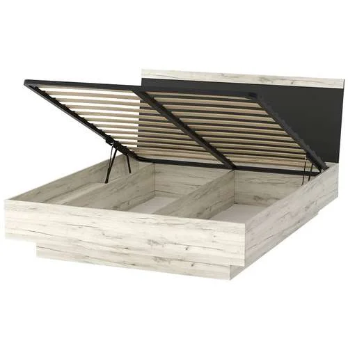 Кровать с подъемным механизмом Соната КРС-1600 дуб крафт белый/антрацит