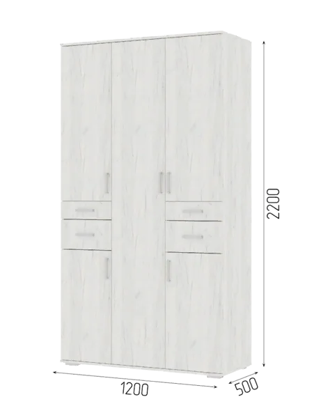 Шкаф Соло-2 (Нельсон ШК-02) дуб крафт белый