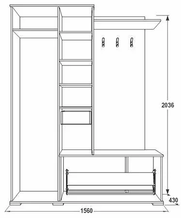 Прихожая Саша-6 ясень анкор темный/ясень анкор светлый (левая)