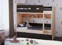 Кровать двухъярусная Юниор-5 дуб молочный/венге