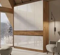 Шкаф 4-х створчатый Роджина дуб крафт/белый глянец