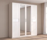 Шкаф 4-створчатый с зеркалом Кэт-4 бодега/caiman белый