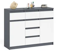Комод с ящиками и дверками МК 1200.4 графит/белый