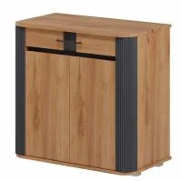 Комод №1 с дверцами и полками Ольга-2 дуб золотистый/антрацит