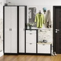 Модульная прихожая П-6 венге/белое дерево фрезеровка ромб