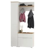 Модульная прихожая Октава с пеналом белый шагрень/дуб крафт золотой