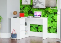 Угловой компьютерный стол МС-16 левый белый