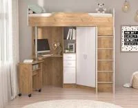 Кровать-1 Бриз дуб крафт золотой/белый глянец