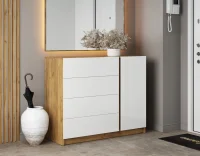 Комод Бостон КМ-001 дуб крафт золотой/белый глянец