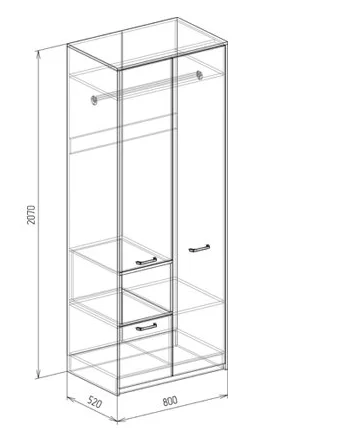Шкаф 2-х дверный Фокус №4 дуб бунратти/белый