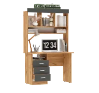 Стол письменный с надстройкой Мартина дуб крафт/графит