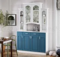 Буфет Констанция 4-х створчатый белый/джинс