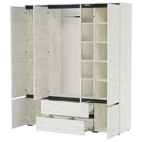 Шкаф 4-х дверный Гретта 6С2Я дуб крафт белый/антрацит