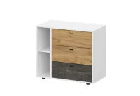 Комод Анри белый текстурный/дуб золотой/железный камень