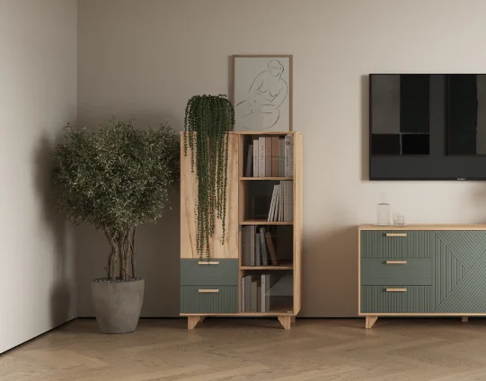 Шкаф-витрина Ньерд дуб вотан/можжевельник