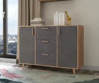 Комод Эго К-2 (НГ) дуб крафт золотой/камень темный