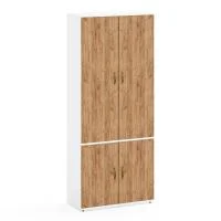 Шкаф Лидер-8 МД 20Б белый шагрень/крафт золото