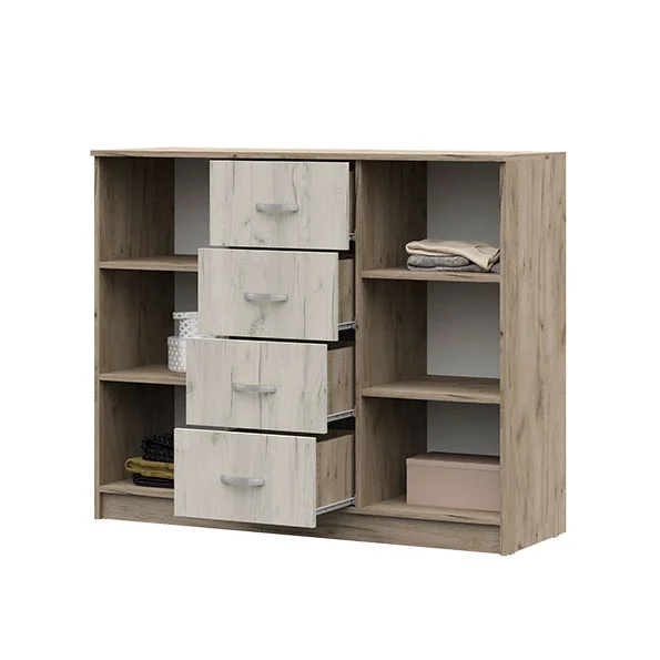 Комод Бася КМ 555 М дуб крафт серый/дуб крафт белый