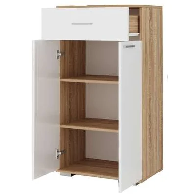 Тумба комбинированная Италия ТК-600 дуб сонома/белый глянец