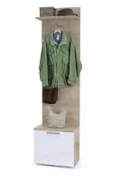 Тумба с вешалкой Лайн дуб крафт серый/белый глянец