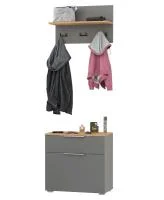 Октава 16.127 Тумба для обуви + 15.14.01 Вешалка серый графит/дуб крафт золотой