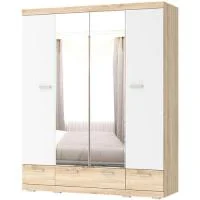 Шкаф Соната ШСЗ-1800 с зеркалами дуб сонома/белый глянец