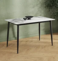 Обеденный стол DT-27 белый мрамор глянец