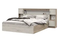 Кровать с прикроватным блоком Бася дуб крафт серый/дуб крафт белый