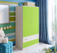 Шкаф двухстворчатый дуб молочный/лайм