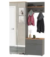 Модульная прихожая Октава серый графит/дуб крафт золотой