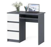 Стол компьютерный три ящика МС-6 графит/белый (левый)