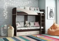 Кровать 2-х ярусная Мийа венге/дуб молочный