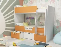 Кровать 2-х ярусная Малыш Двойняшка 1600 белый/оранжевый