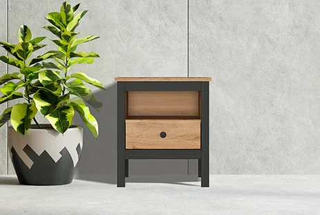 Тумба прикроватная Лофт KOM1S дуб вотан/черный