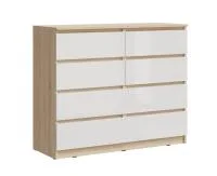 Комод Челси 8 ящиков дуб сонома/белый глянец