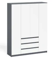 Шкаф с тремя ящиками и четырьмя дверками МШ 1600.1 графит/белый