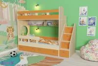Кровать двухъярусная Юниор-1 дуб молочный/оранжевый
