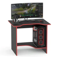 Стол компьютерный Кст-03 чёрный с красной кромкой