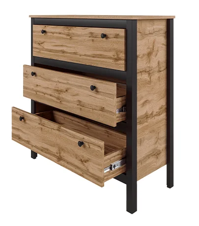 Комод Лофт KOM3S/90 дуб вотан/черный