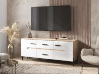 Тумба ТВ Ким (металл) дуб сонома/белый глянец