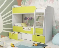 Кровать 2-х ярусная Малыш Двойняшка 1600 белый/лайм