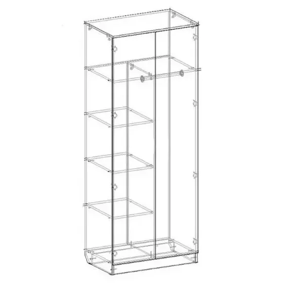 Шкаф 2-х створчатый штанга+полка венге/дуб беленый