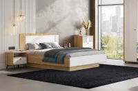 Кровать с подъемным механизмом Милан 1,6 дуб золотой/белый матовый