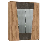 Шкаф 4-х створчатый Соренто дуб крафт золотой/бетон темный