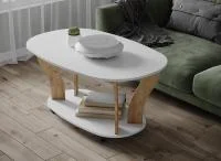 Стол журнальный Консул-3 белый/дуб крафт золотой