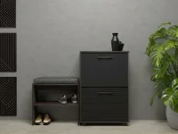 Обувница Копенгаген 2 ящика + Скамья Копенгаген венге/черный матовый