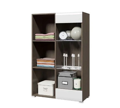 Стеллаж Ненси венге/белый глянец