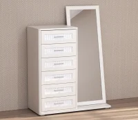 Комод 6 ящиков с зеркалом Кэт-4 бодега/caiman белый