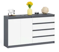 Комод широкий четыре ящика и две дверки МК 1600.1 графит/белый