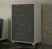 Комод Амстердам белый/серый графит